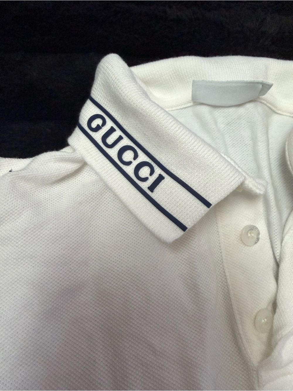 Gucci White Polo with Navy Logo Trim